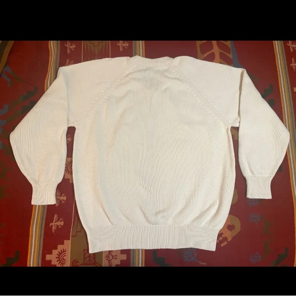 Davisons of Bermuda Sweater Mens Medium White V Neck Embroidered Bermuda Anchor